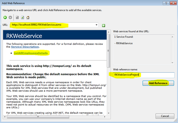 web service reference